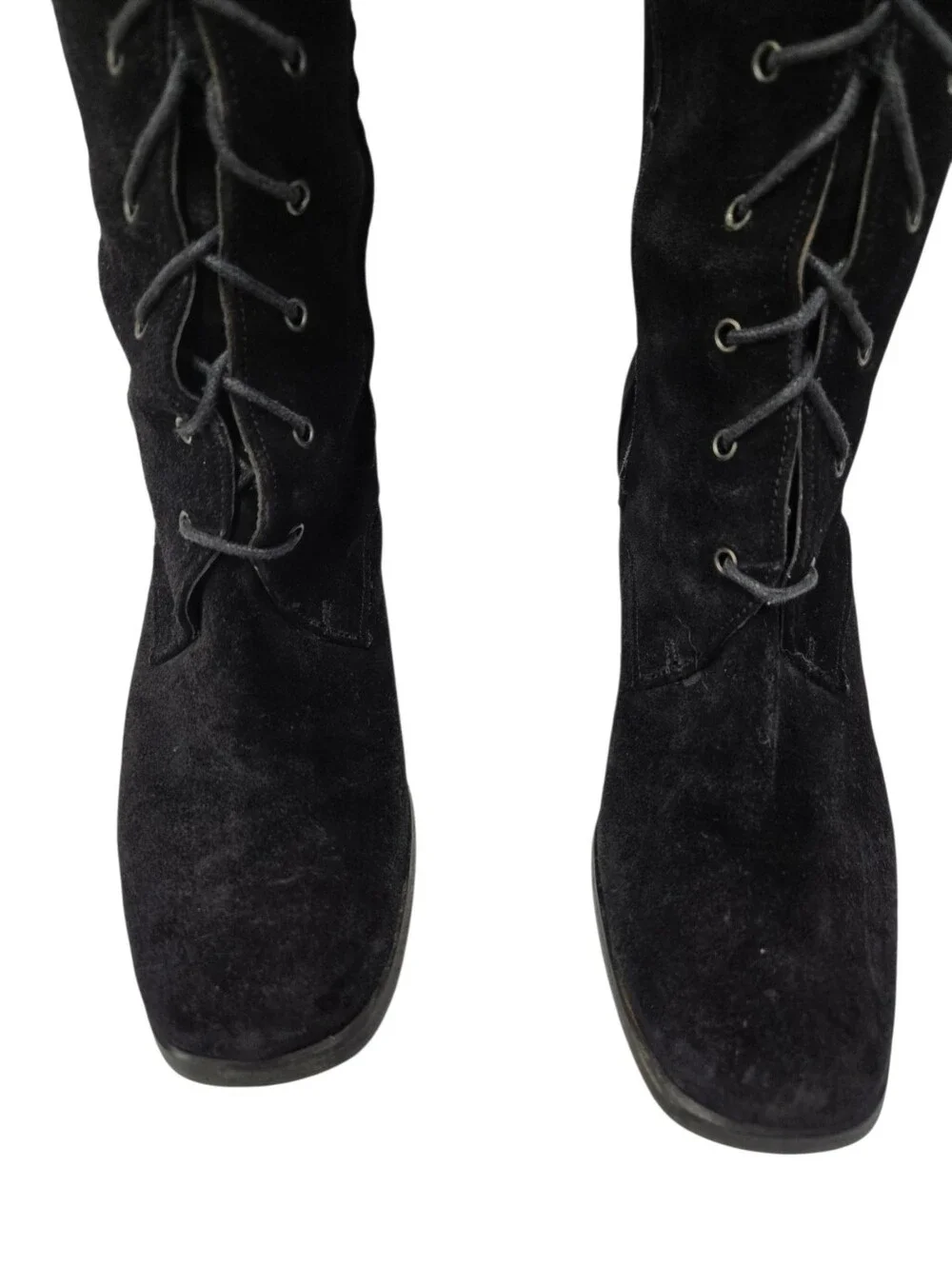 Kenneth Cole New York Black Suede Over The Knee Lace-Up Boots